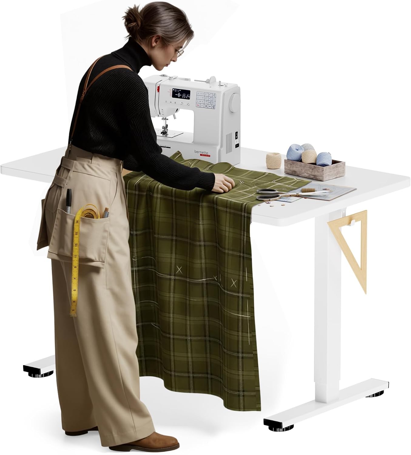 Electric Adjustable Workbench 55x28 Inches Ergonomic Worktable Garage Workshop