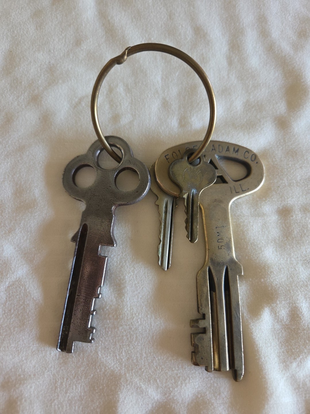 Vinrage FOLGER ADAM BRASS JAIL KEY AND STEEL Key Plus 2 Smaller Keys
