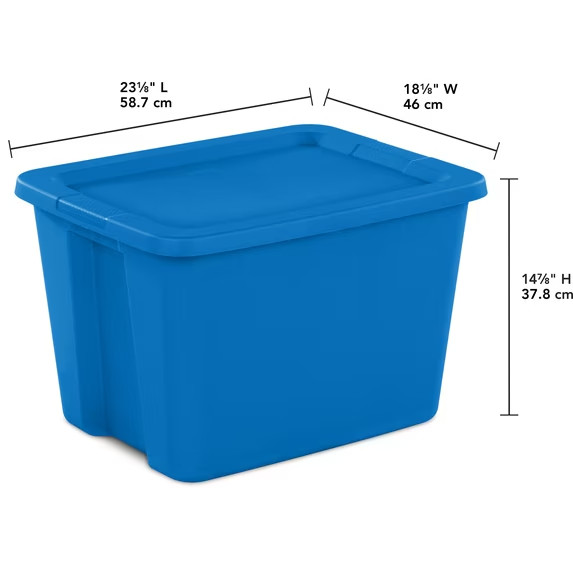Large Storage Bin, 18 Gallon Plastic Storage Container with Snap-On Lid, Pink