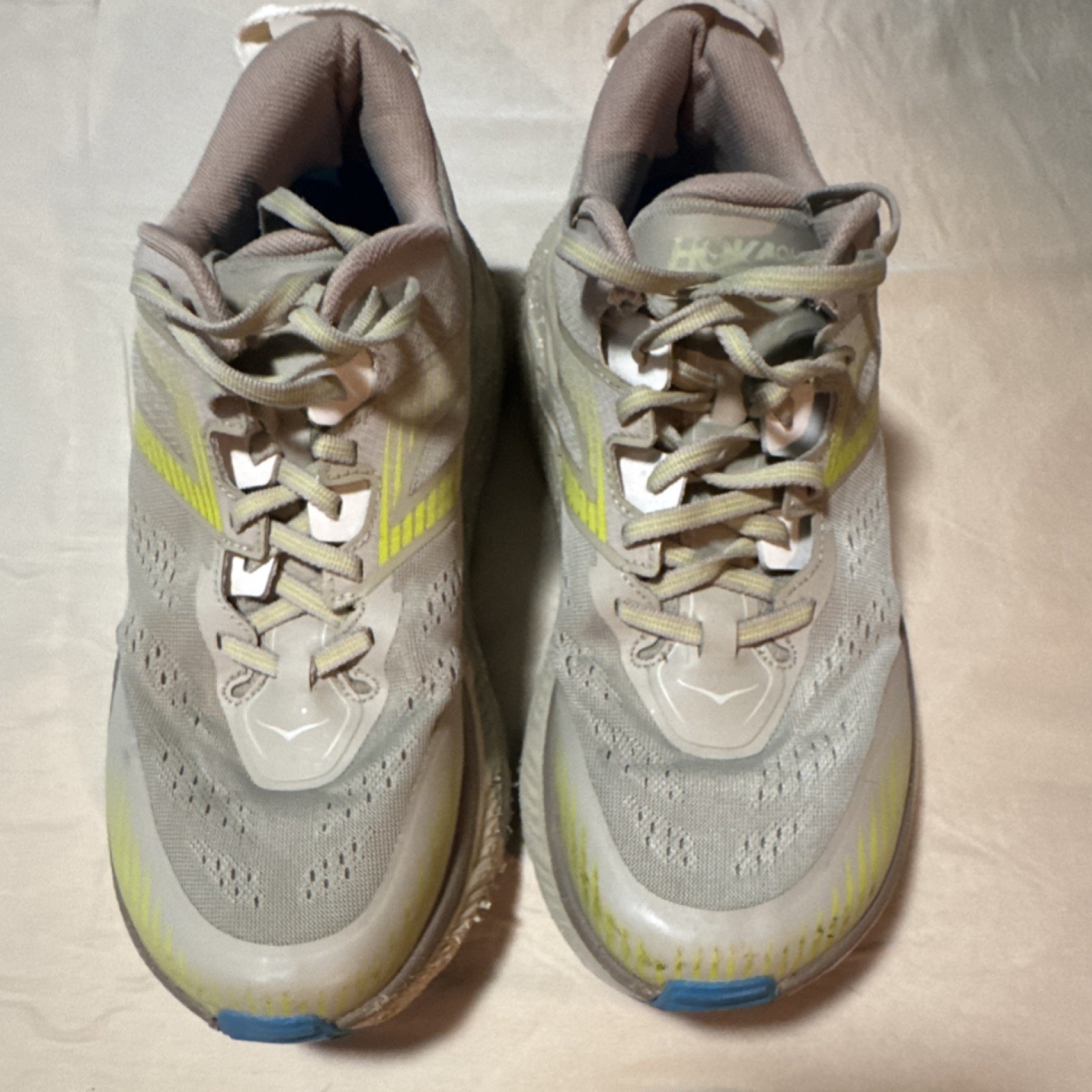 HOKA Men's Running Shoes Beige Yellow Blue Mesh Breathable Low Top Athletic