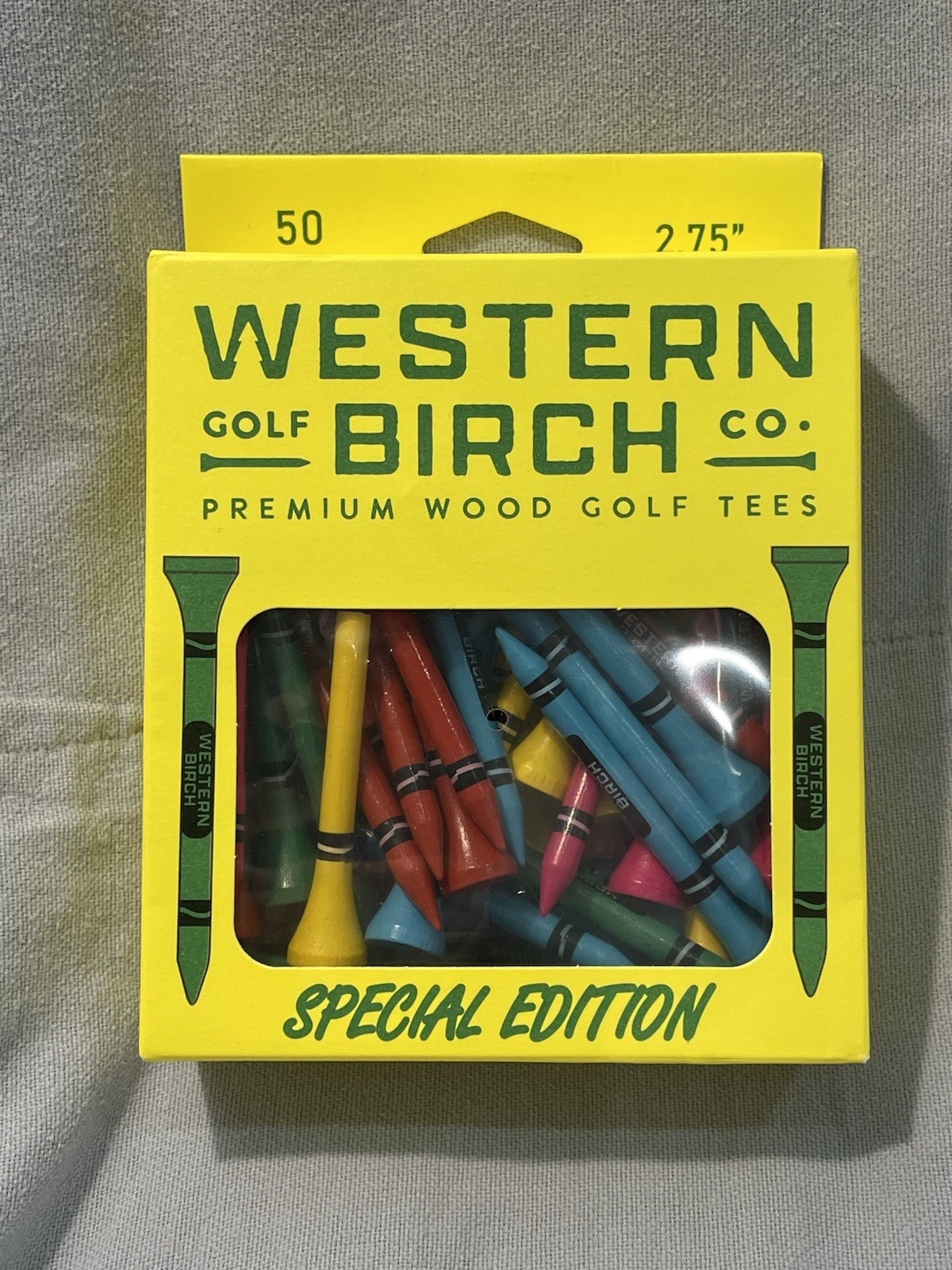 NEW Western Birch Golf Co. 50 Premium 2.75" Wood Bamboo Gold Tees Crayon Shaped