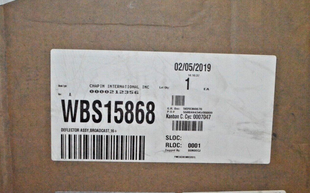 New, Boss WBS15868 Deflector Assy, Broadcast, 16+ - In Stock - FREE SHIPPING!
