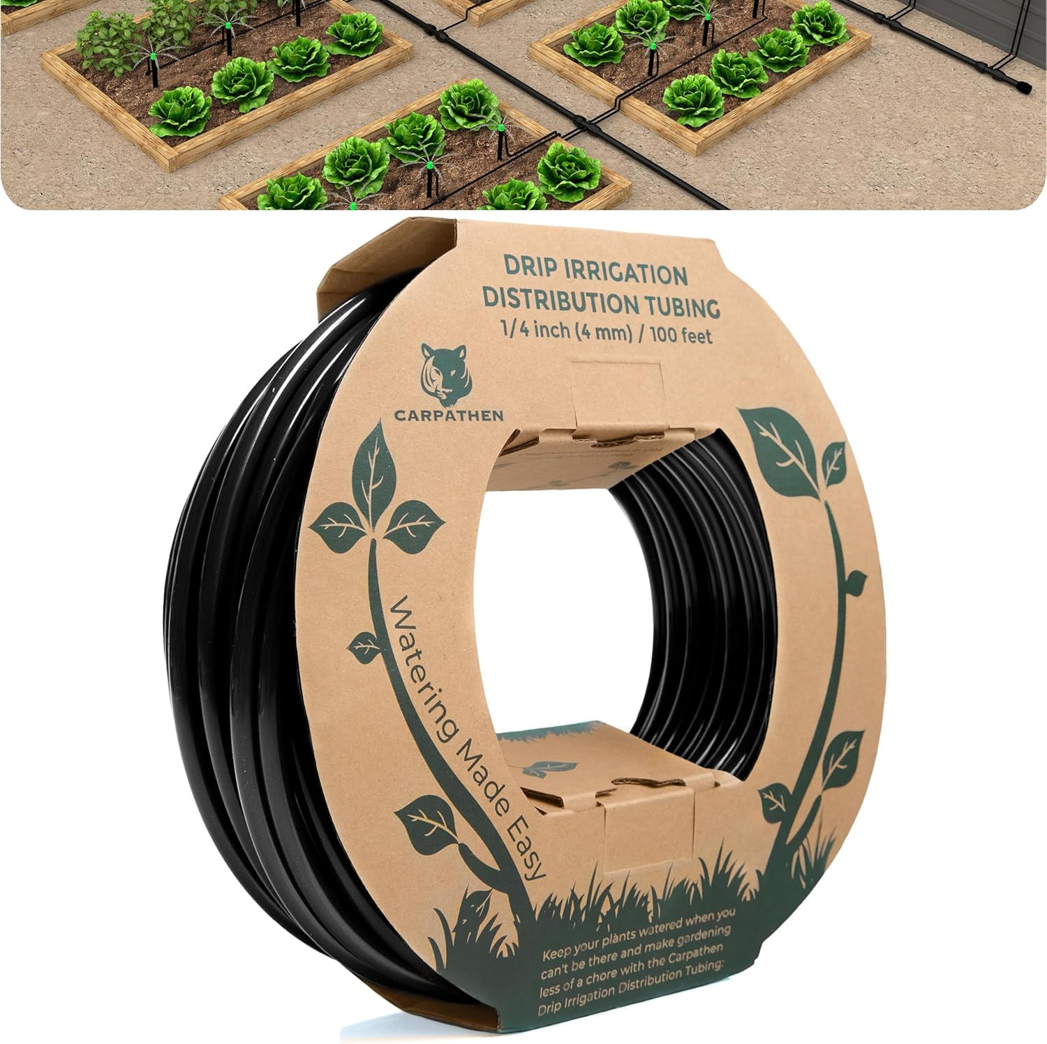 1/4 Drip Irrigation Tubing - 100 Ft Black Drip Irrigation Hose Perfect for DIY G