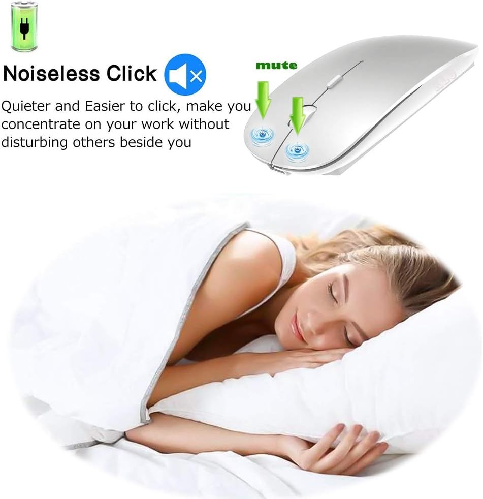 Rechargeable Bluetooth Mouse for MacBook/MacBook air/Pro/iPad, Silver