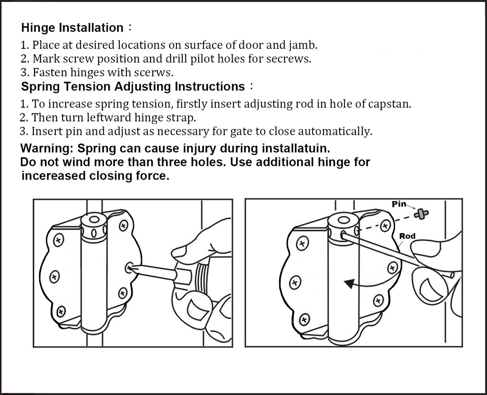 Door Spring Hinges, 2-3/4", Each Set Including 2 PCS Self Closing and 1 PC Ad...