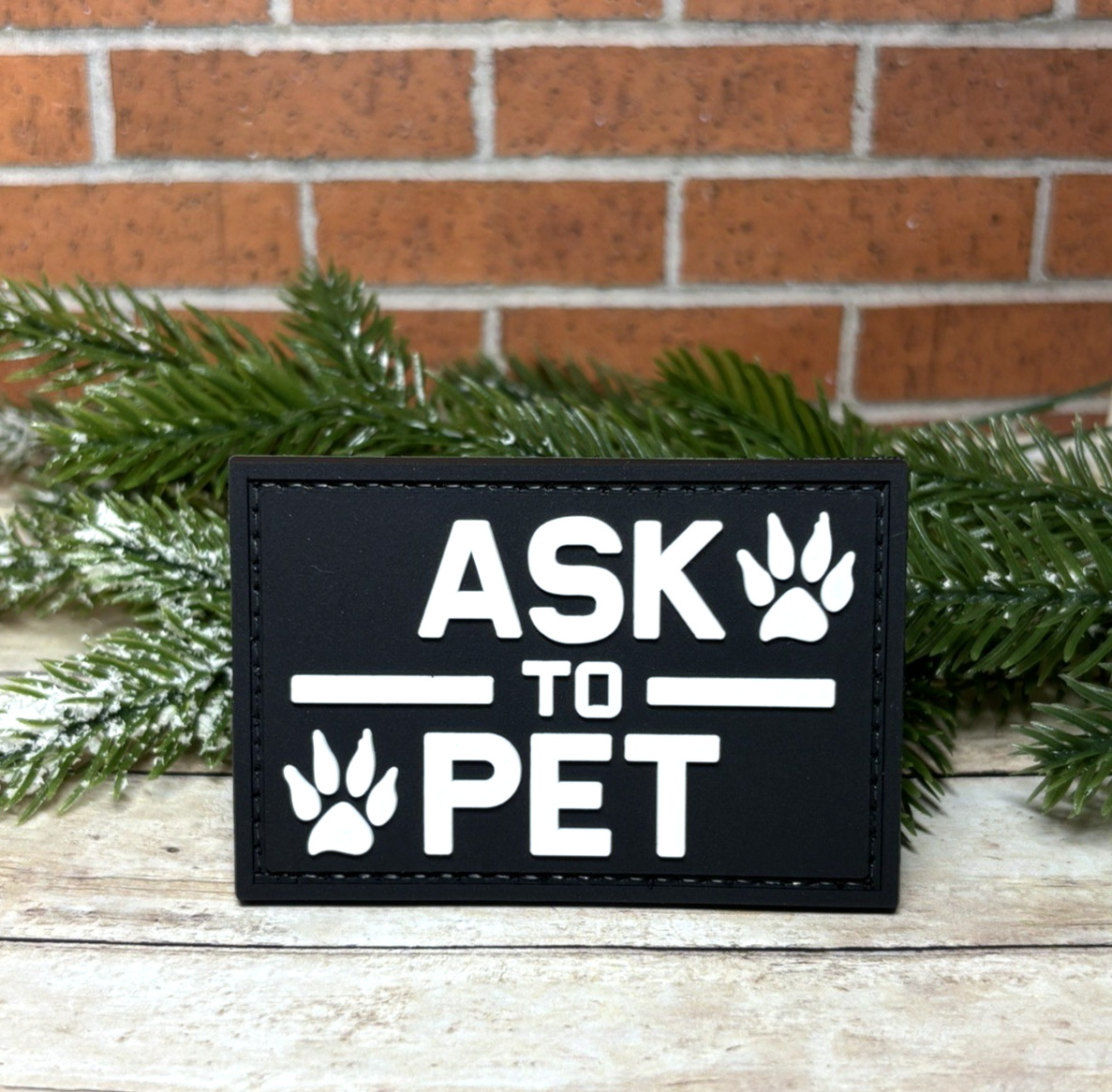 PVC Tactical Patch - Ask to Pet Patch - Morale Service Dog Patch -  Hook Backed