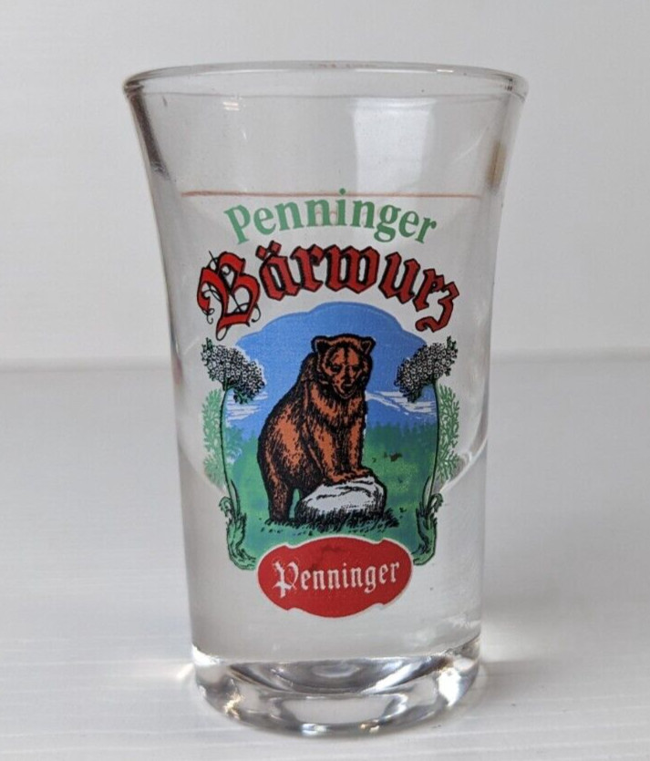 Penninger Barwurz Australian Shot Glass Grizzly Bear Bar Ware Advertising