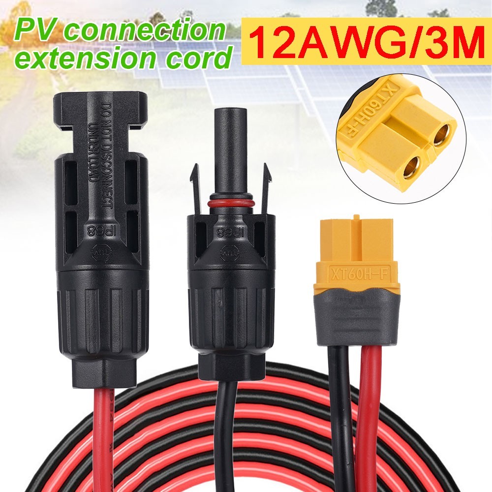Extension Cable 12AWG solar panel wire red black cable 10ft/3m solar panel cord