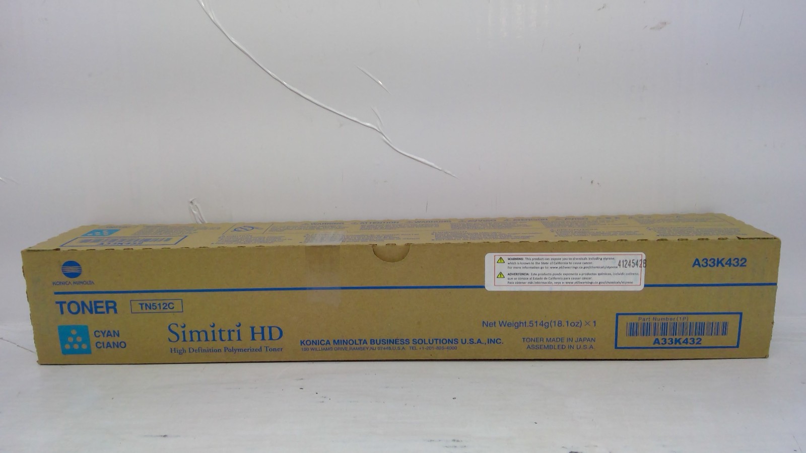 Genuine Konica Minolta TN512C Cyan Toner Cartridge A33K432