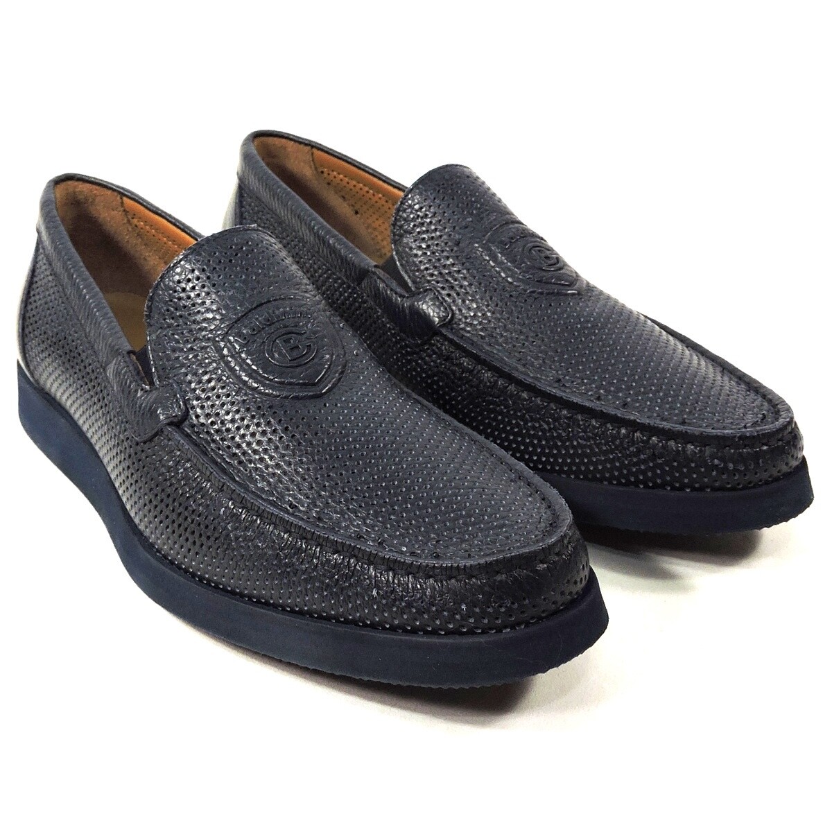 BALDININI 🇮🇹 MEN'S BLUE SOFT LEATHER FLAT SUMMER LOAFERS