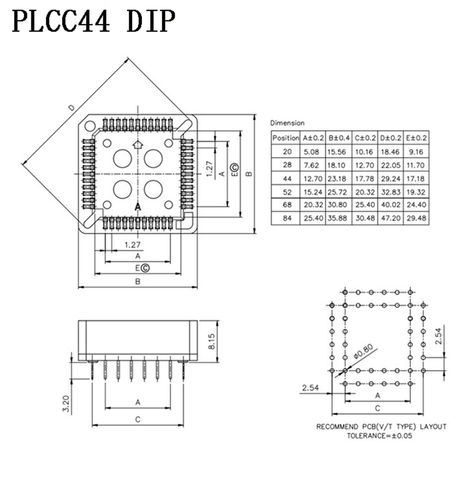 PLCC32 PLCC44 DIP/SMD IC Socket Adapter PLCC Converter IC Test Socket IC Slot