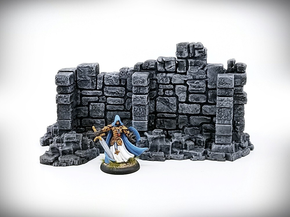 Ancient Ruins Terrain - Basic Wall "A" (Large) - Tabletop Wargaming RPG terrain