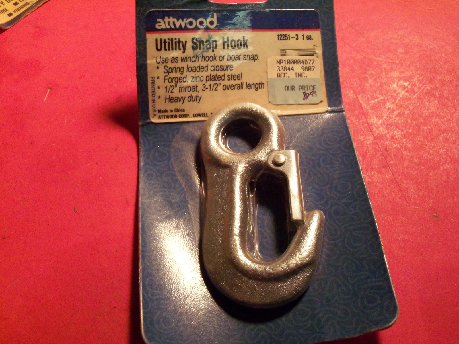 NEW ATTWOOD 3 1/2" WINCH SNAP HOOK 12251-S 4 WHEELER CV13