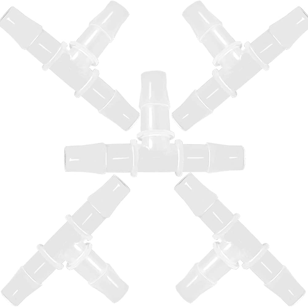 5/8" Hose Barb T Shaped Tee 3 Way Equal Barbed Fitting Plastic Joint Splicer ...