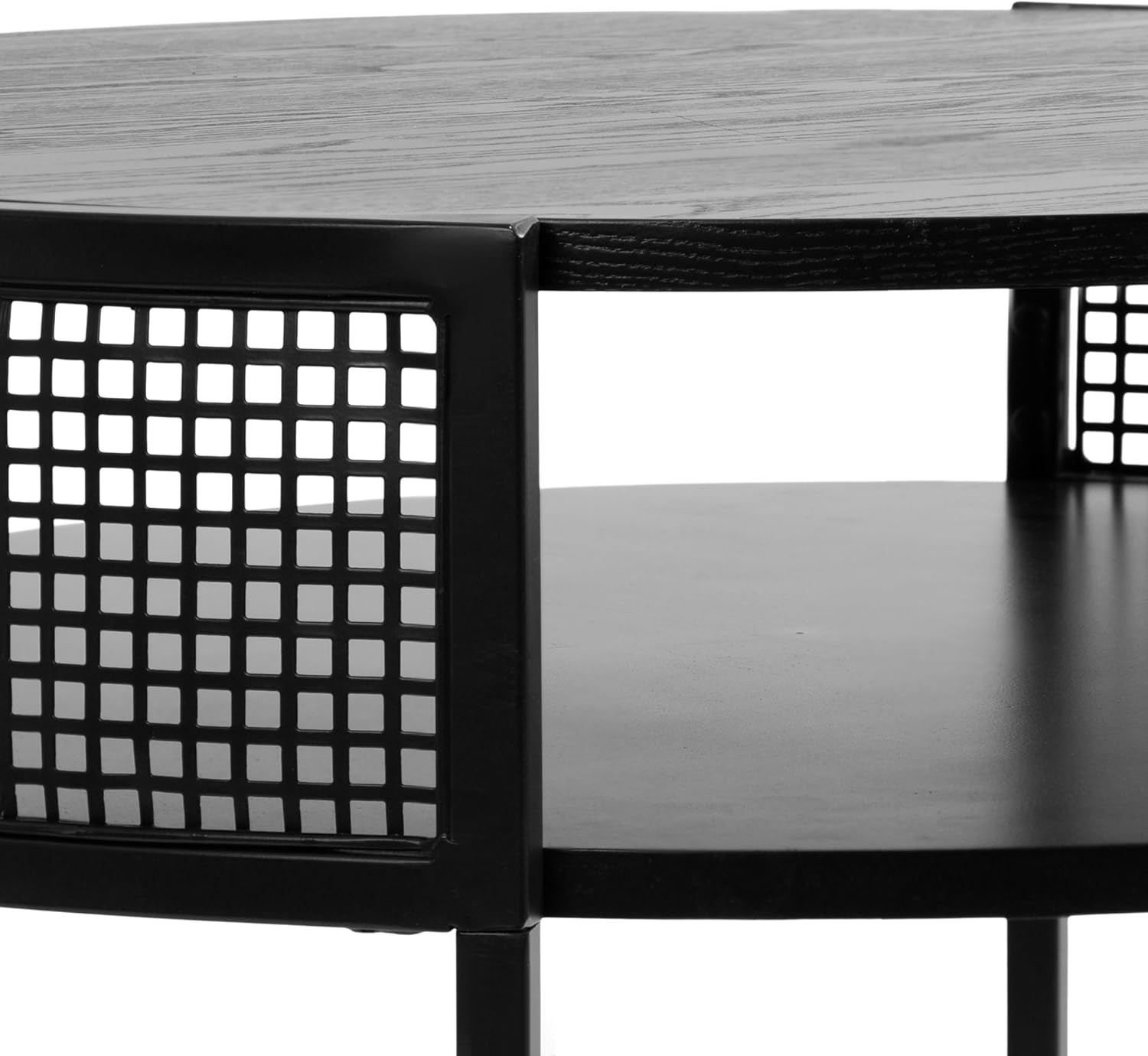 Urso Modern Tiered round Coffee Table, 26 X 25 X 18, Black, Transitional Two-Tie