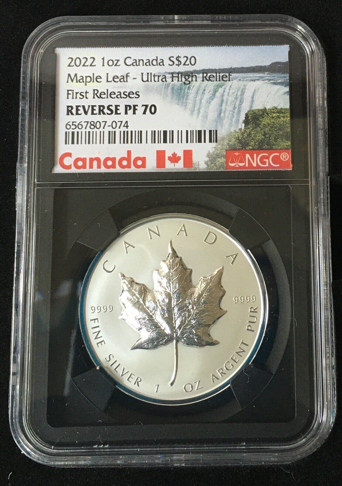 2022 Canada NGC REVERSE PF 70 Silver Maple Leaf Ultra High Relief Black Core 1st