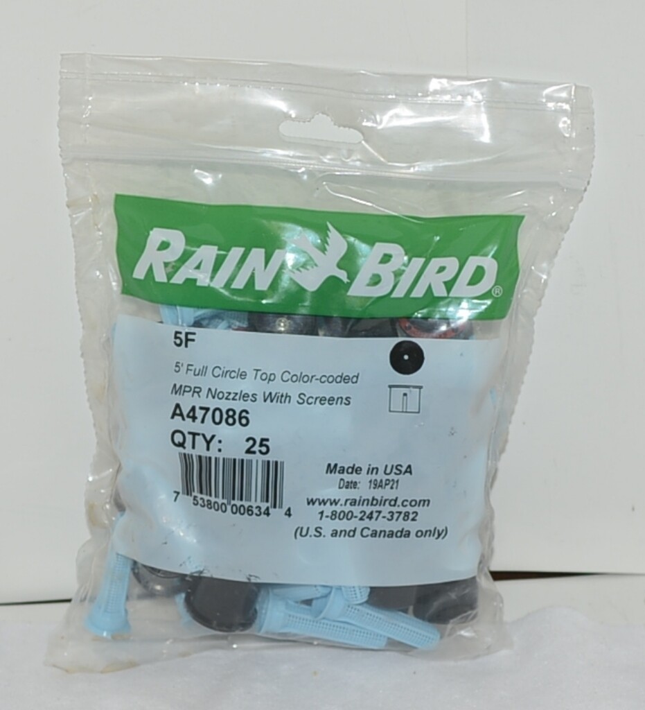 Rain Bird A47086 5F 5 Ft Full Circle Top Color Coded MPR Nozzles Screens Pk 25