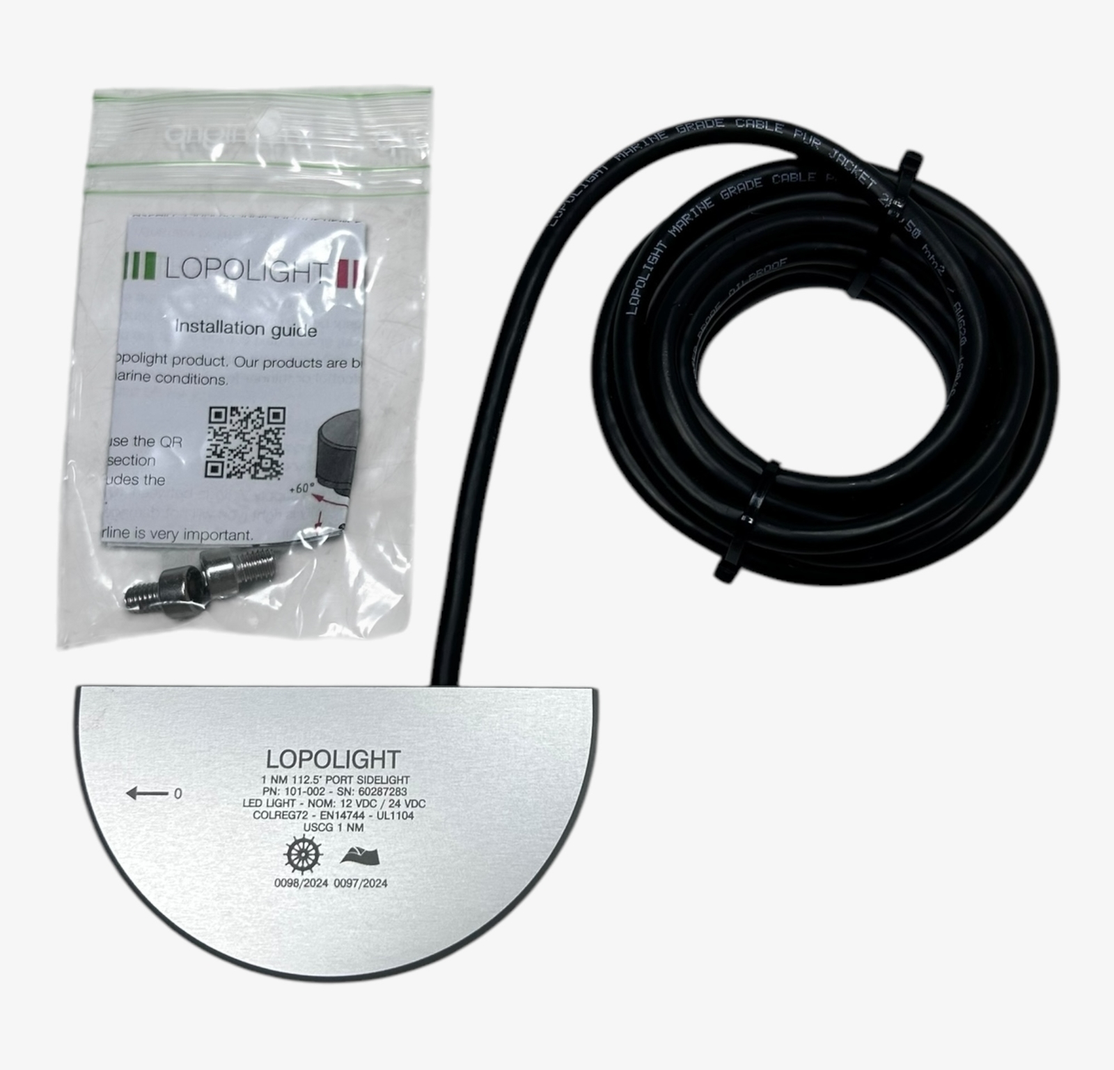 Lopolight 101-002, Silver Anodized Red Port Side Light 1NM