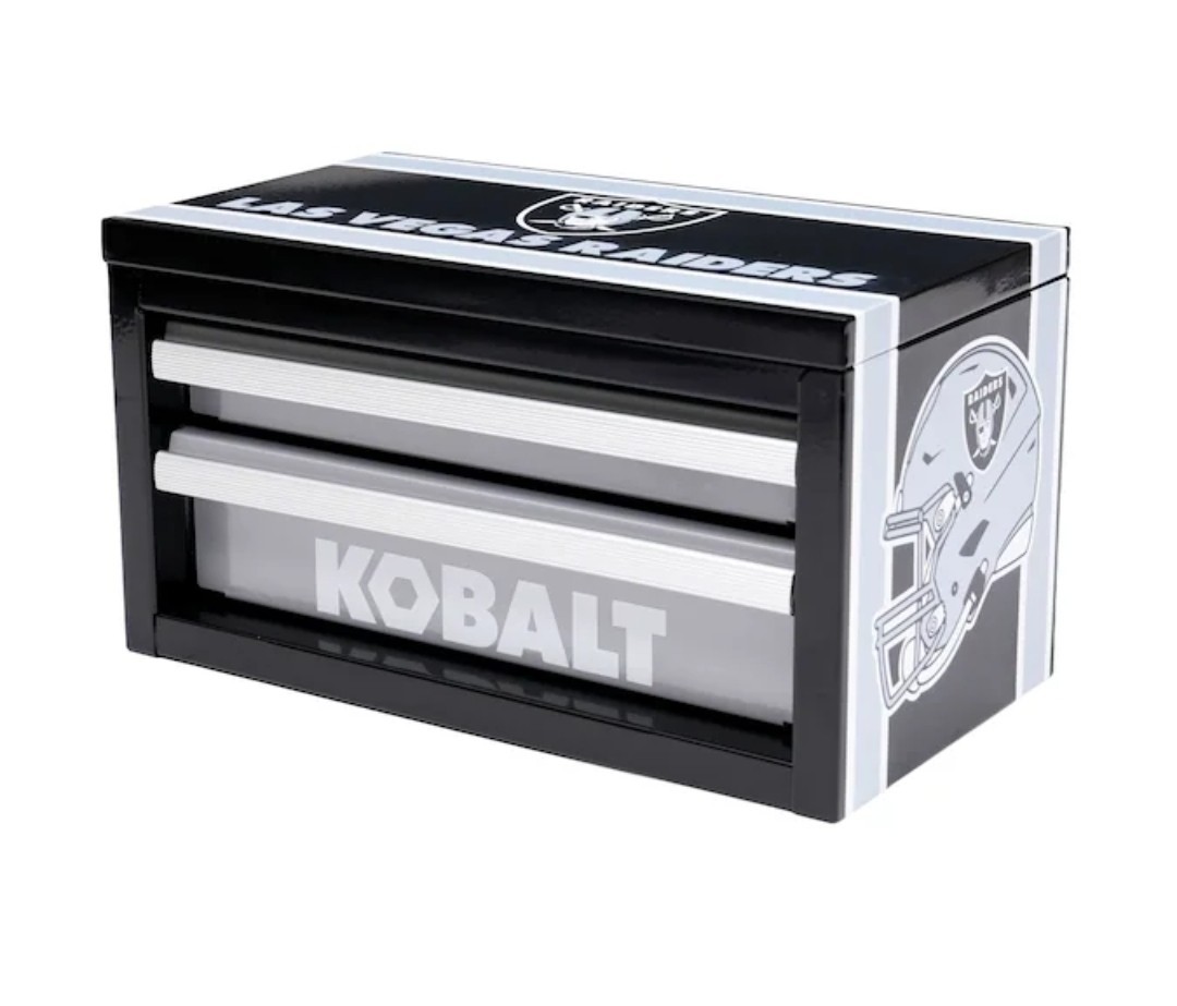 Kobalt Las Vegas Raiders Metal Tool Box 2-Drawer Mini Chest Black/Silver
