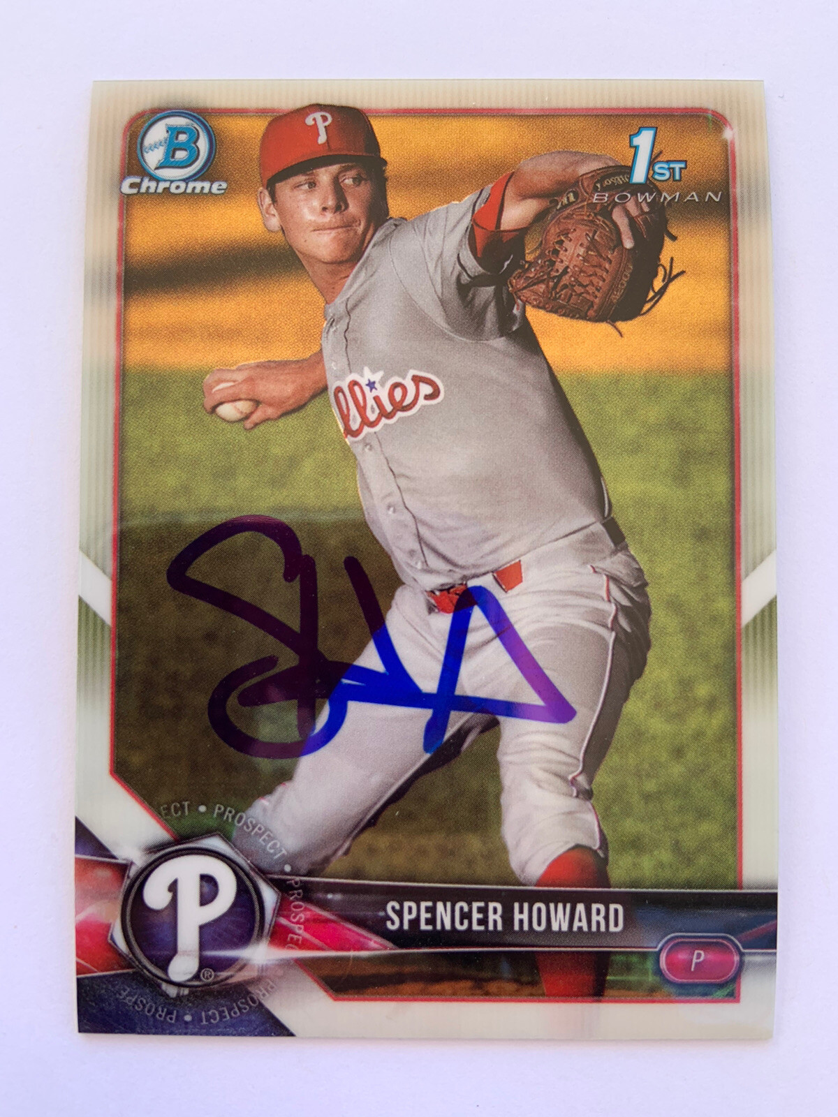 Spencer Howard Phillies Rangers Autographed 2018 Bowman Chrome Prospects #BCP91