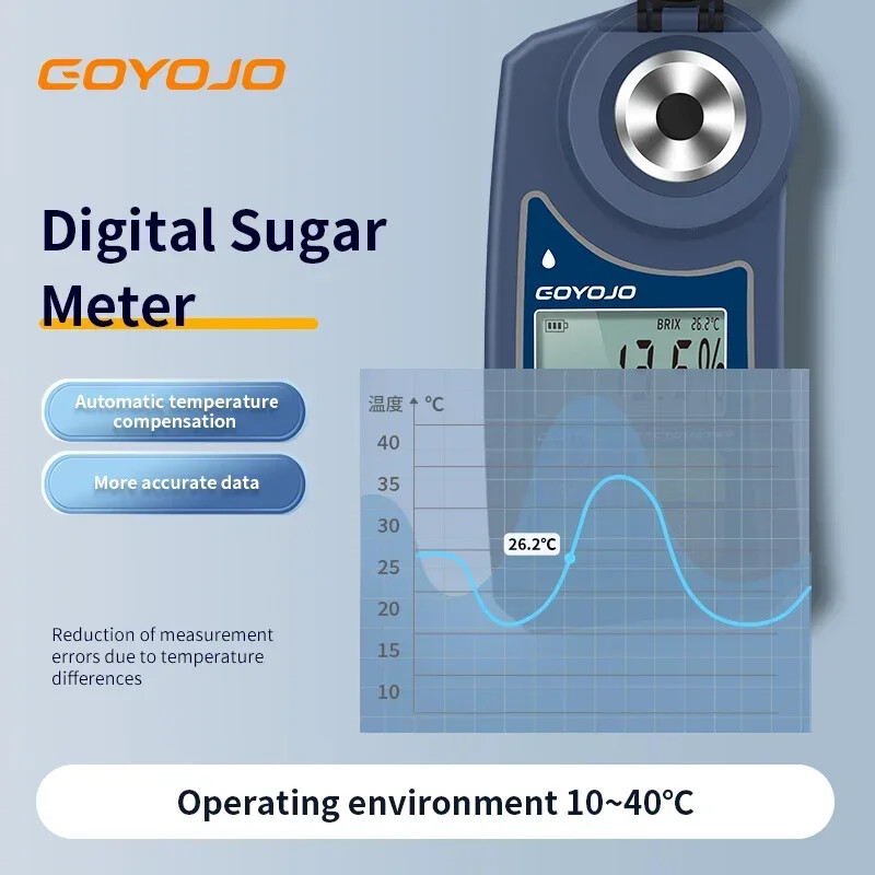 Digital Brix Refractometer Flagfront Brix Meter Sugar Fruits Refractometer 0-55%