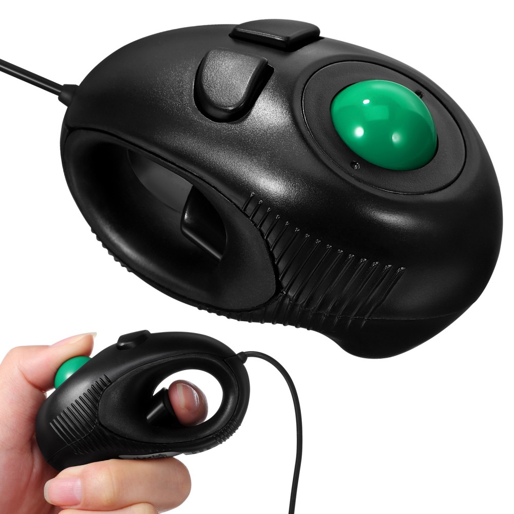 USB Mini Trackball Mouse Wired for Effortless Navigation Black