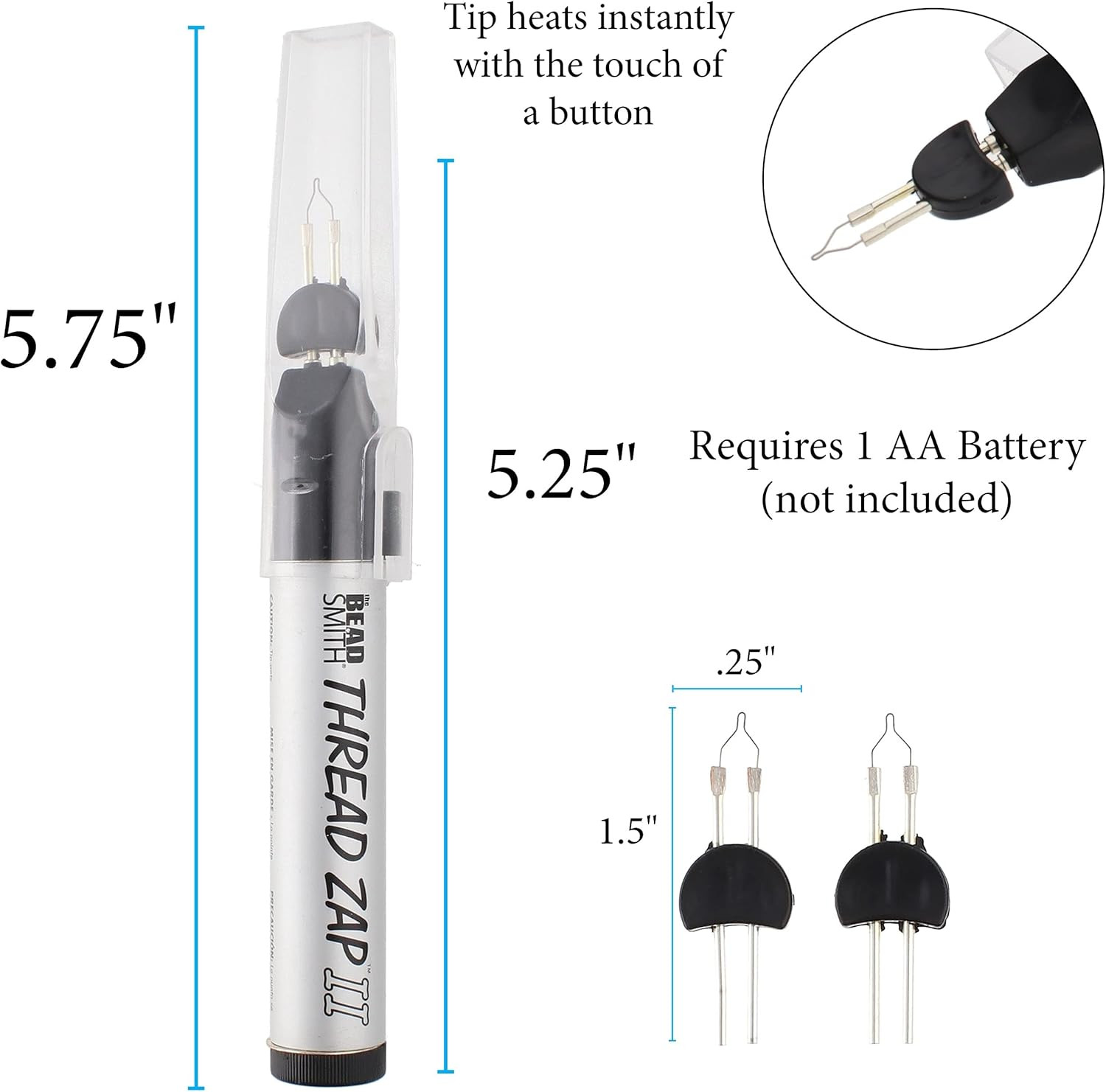 Thread Zap - 5.25” Thread Burner - plus 2 Pack Replacement Tips Included - Tr...
