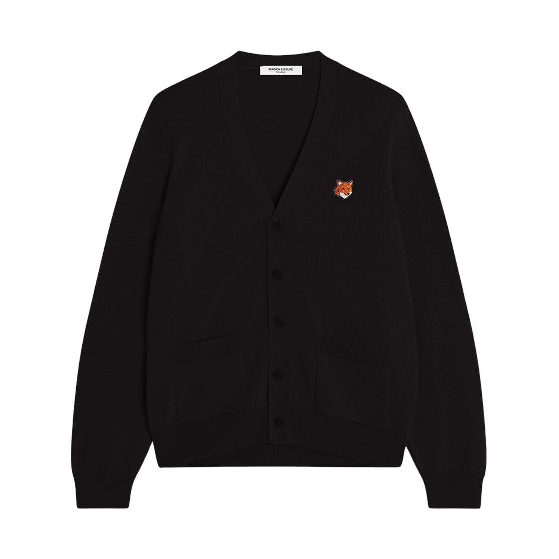 Maison Kitsune Fox Head Merino Cardigan Black