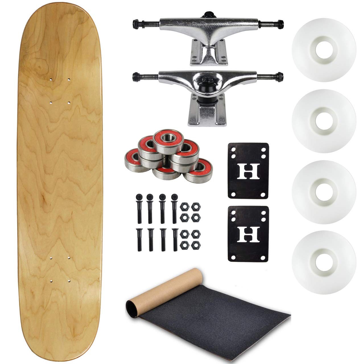 Moose Complete Skateboard Natural 9.0" with Silver Trucks and White