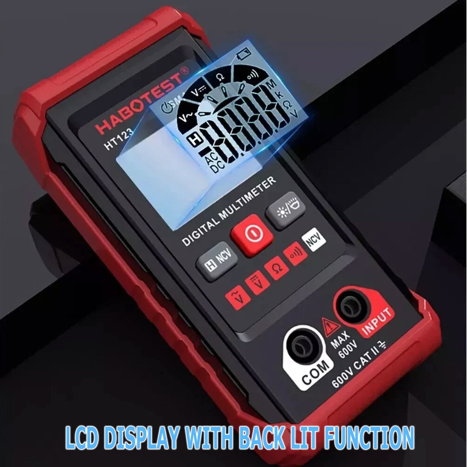 Digital Multimeter LCD Voltmeter Ammeter Ohmmeter Volt AC DC Tester Leads Meters