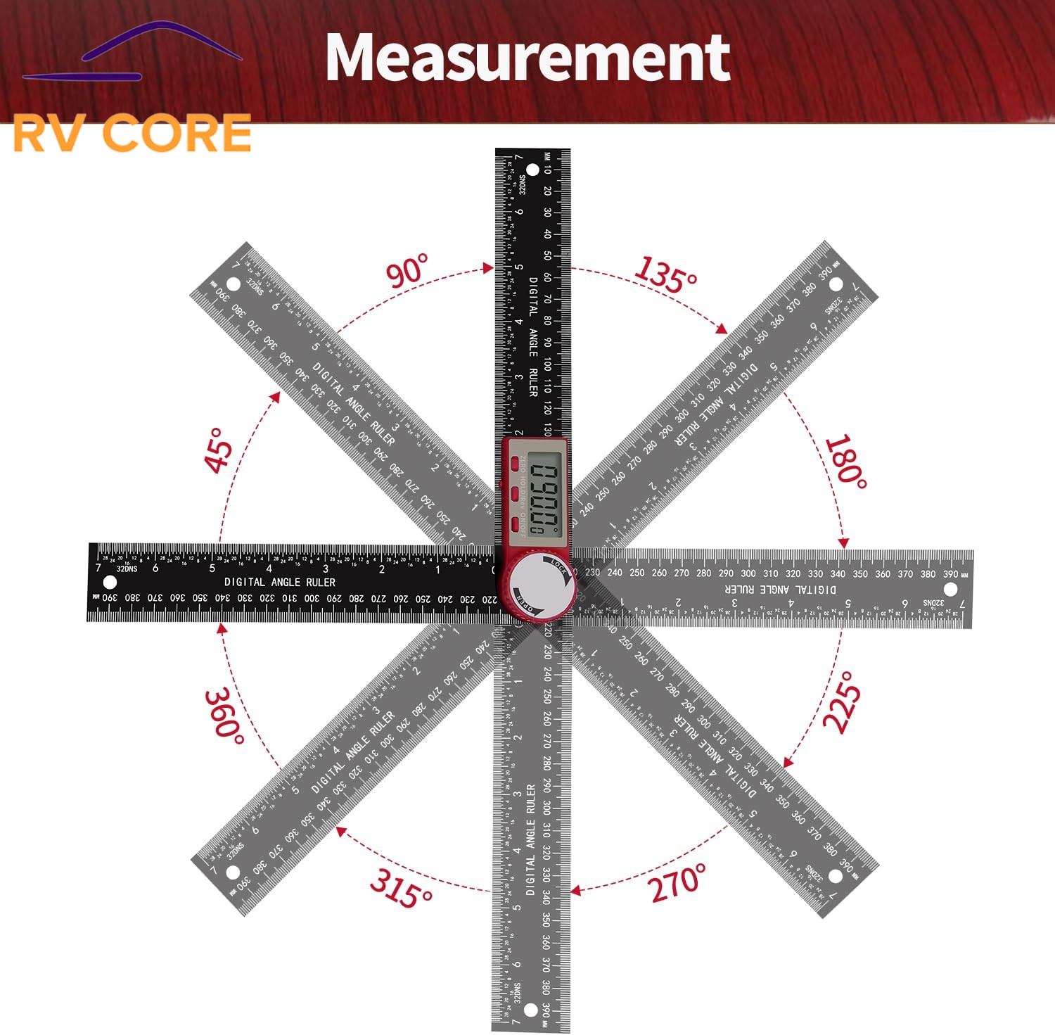 Digital Angle Finder 7" LCD Protractor Ruler 200mm Carpenter Woodworking Tool