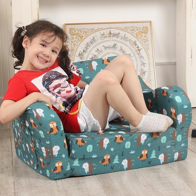 Cute Owl Kids Sofa Portable Comfy Chair Lightweight Toddler Couch Furniture New