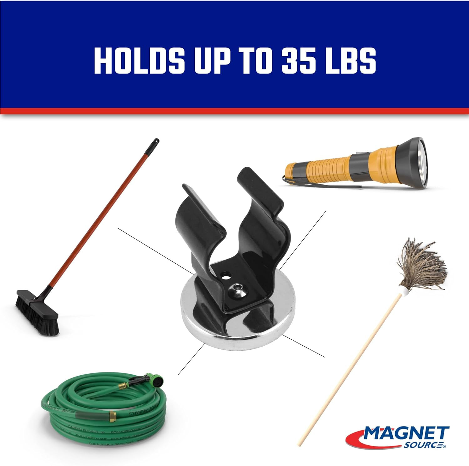 Master Magnetics Ceramic round Base Magnet with Black Spring Clamp Pack - Heavy-
