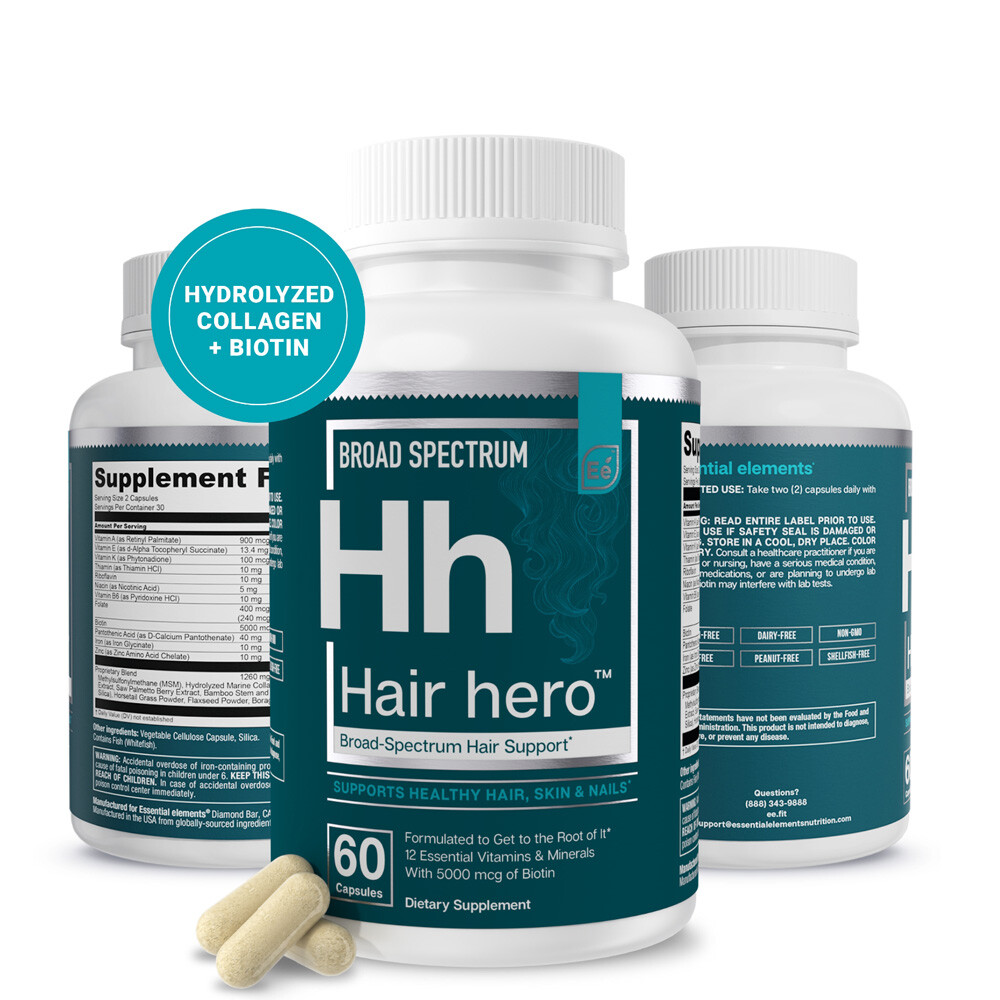 Hair Hero - Broad-Spectrum Hair Formula - Healthy Hair, Skin, and Nails 60Caps