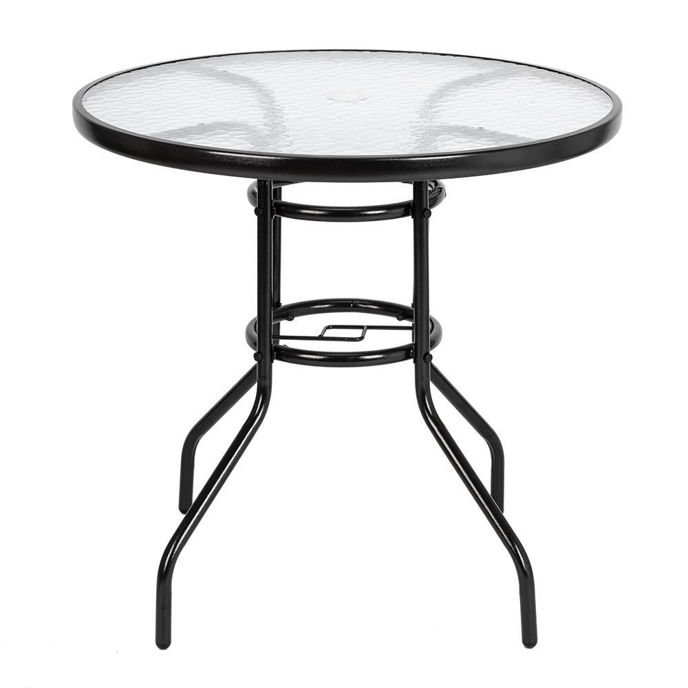 32'Outdoor Patio Rattan Wicker Bar Round Table Glass Top Yard Garden FurnitureUS