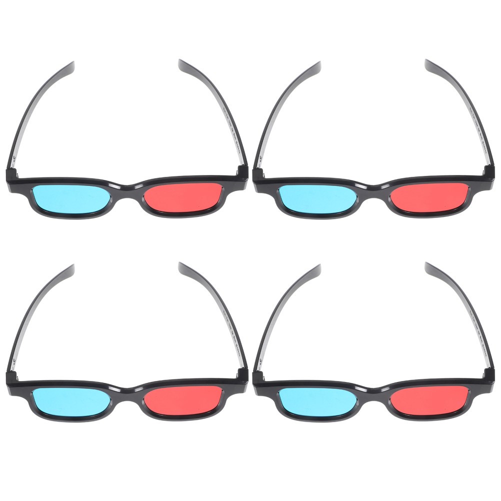4Pcs Reusable 3D Movie Glasses for Home Theater Lightweight Plastic Assorted
