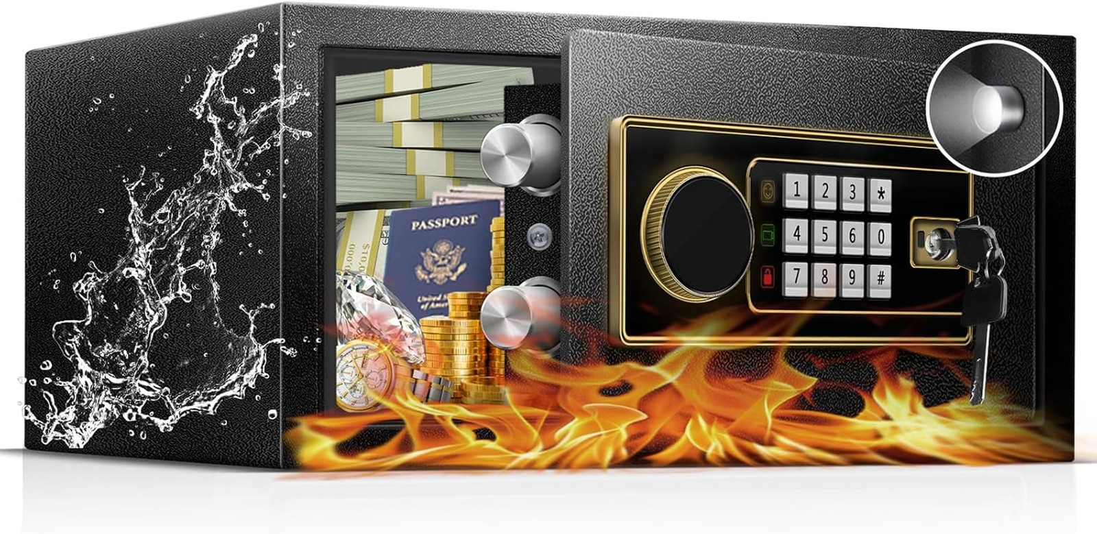 1.2 Cu Ft Small Safe Box for Home, Steel Lock Box with Type-C Port | Digital Mon