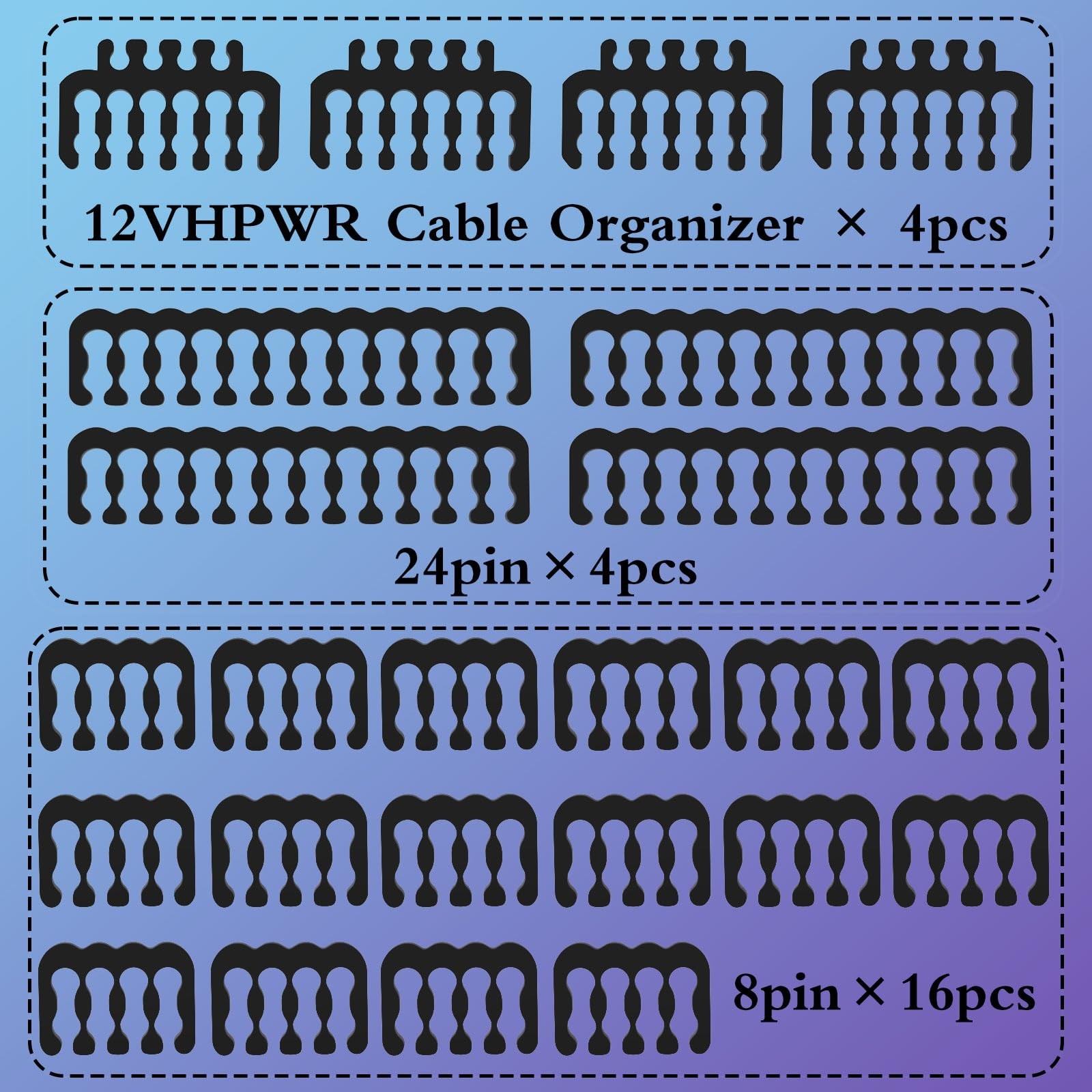 Pc Cable Combpsu Cables Combs Kit For Extension Cable Management 24 Pcs Set 12vh
