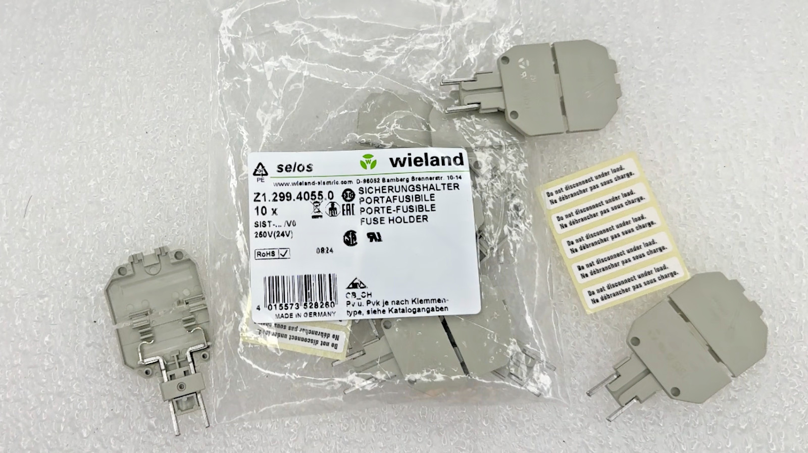 *New in Bag of 10* Z1.299.4055.0 Wieland Electric Connector Fuse Holder