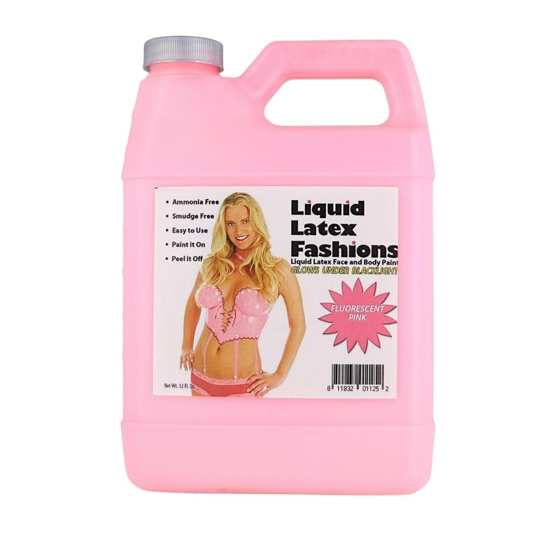 Fluorescent Pink 32 Fl Oz - Liquid Latex Face and Body Paint, GLOWS Black Light