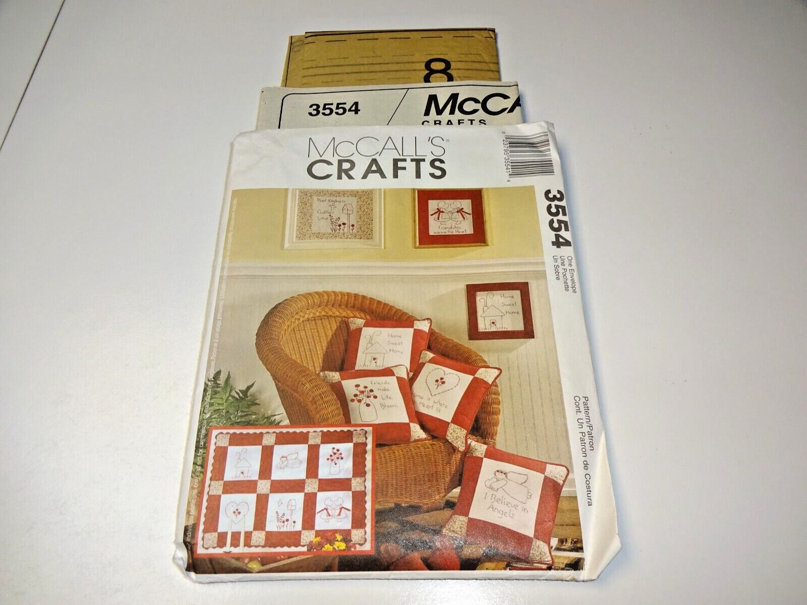 McCall's 3554 Redwork Crafts Wall Quilt Pillow Wall Hanging Uncut