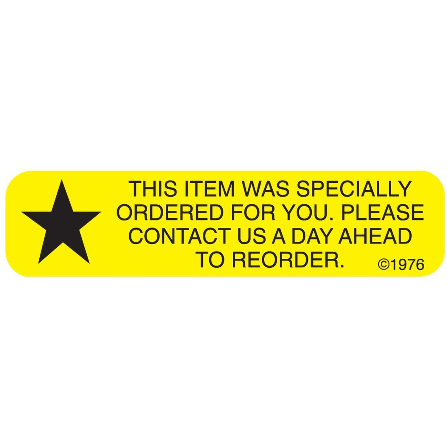 1-65G "Special Order for" Permanent Paper Label, 1 9/16" x 3/8", Yellow, Pack...