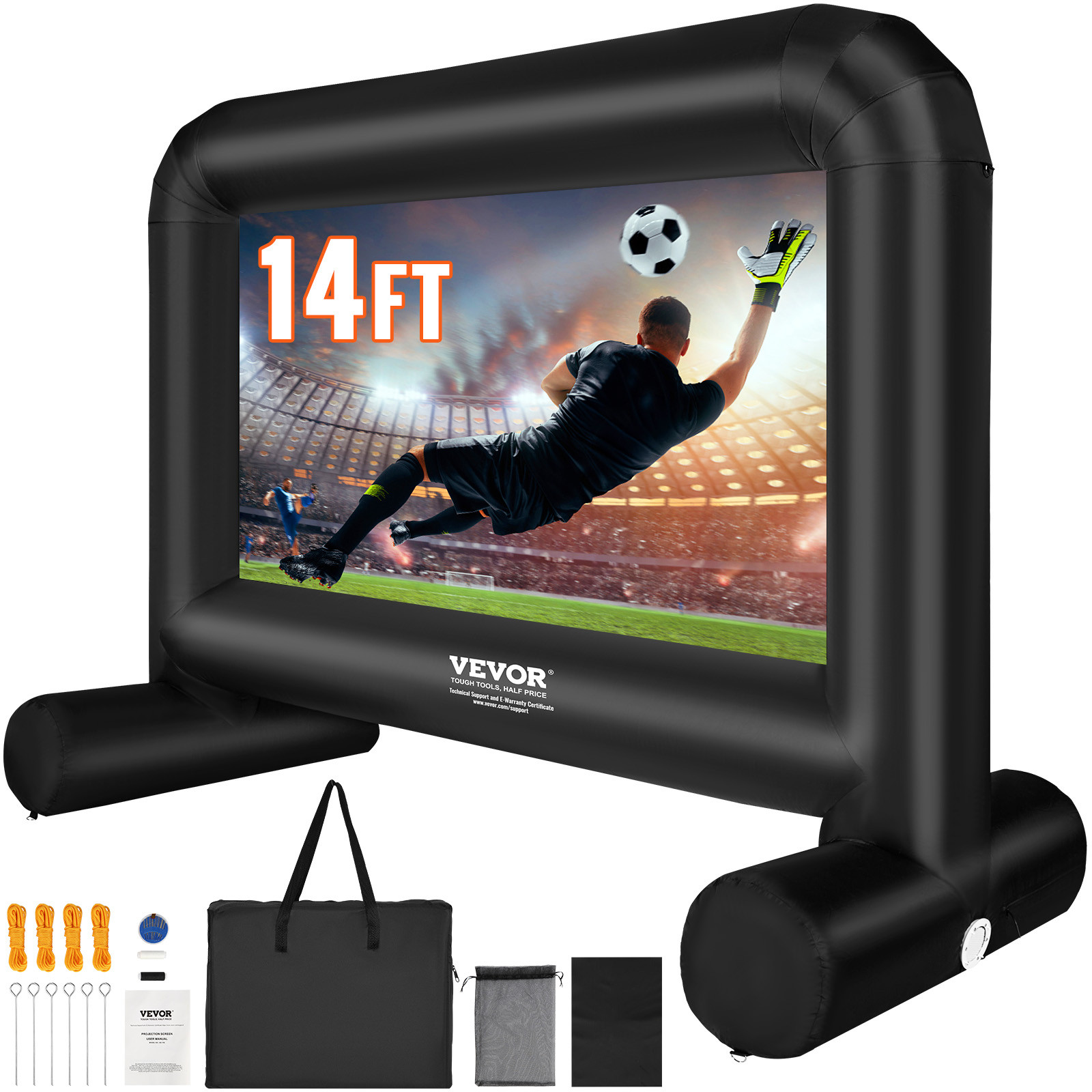 VEVOR Inflatable Movie Screen 14 FT Inflatable Projector Screen with Blower