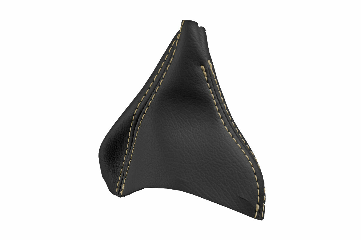 Automatic Shift Boot Cover Leather for Volvo XC90 2003-2014 Black Beige Stitch