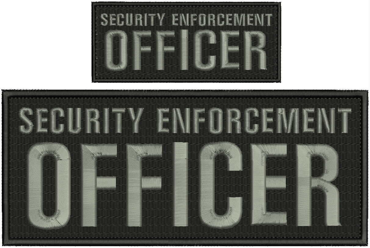 Security enforcement officer embroidery patch 4X10 and 2x5 sew on gray letters