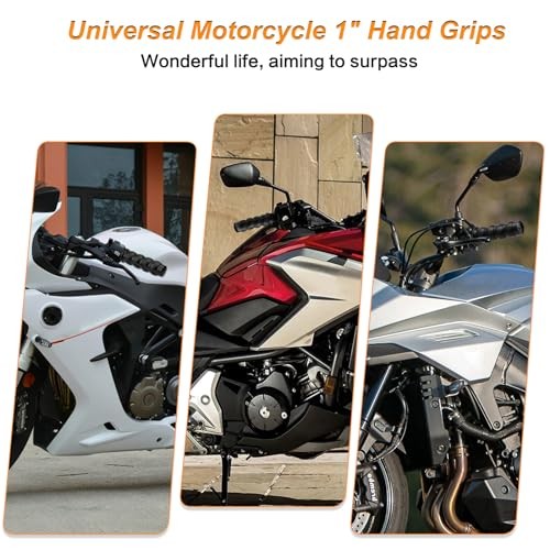 1 Inch Motorcycle Grips for Cable Throttle Handlebars – Fits Style7-Black