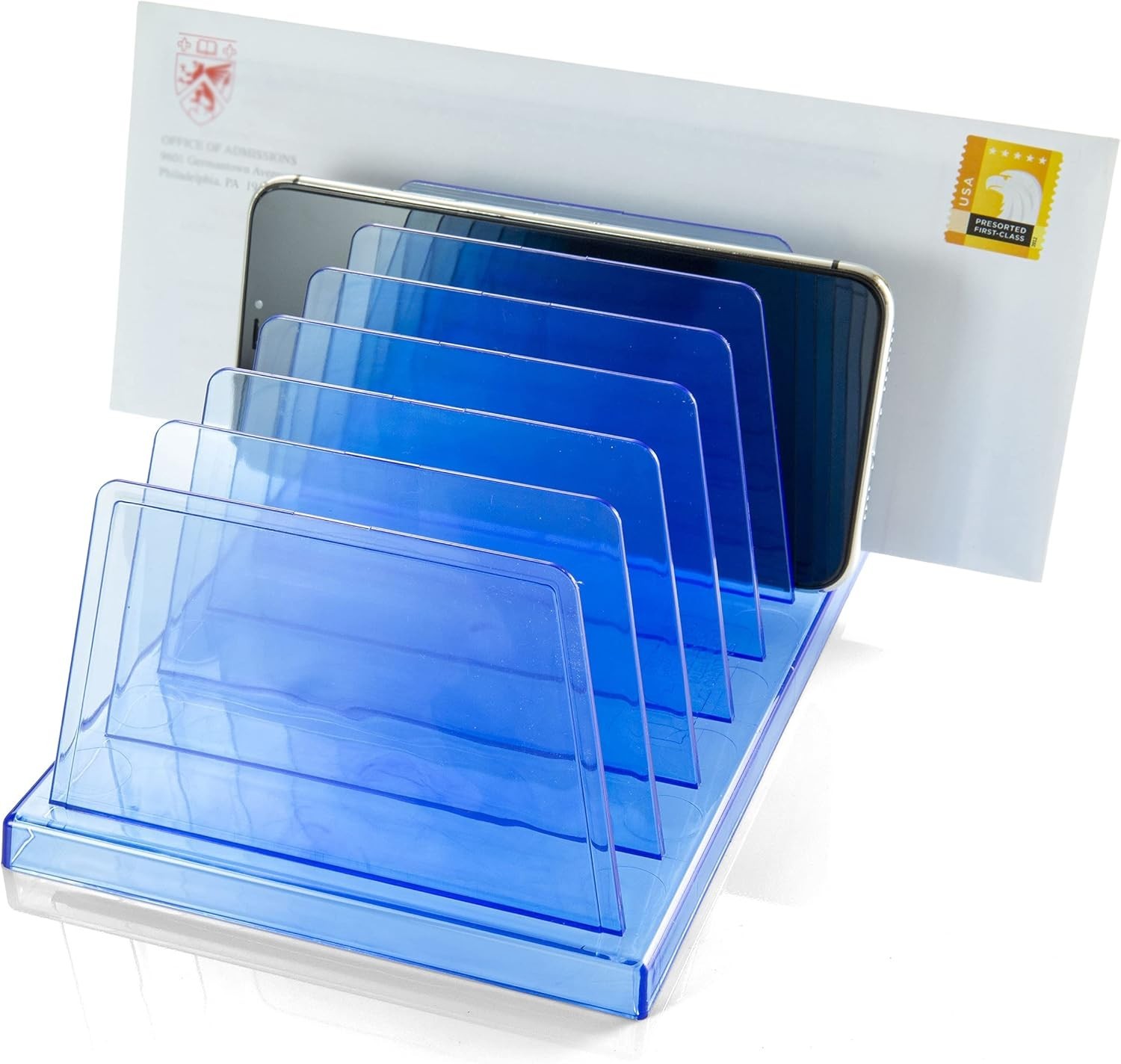 Blue Glacier 7-Compartment Desktop Organizer - Transparent Blue Elegance