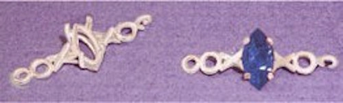 10x5mm Marquise X's & O's Silver Pre-Notched Bracelet Link Setting