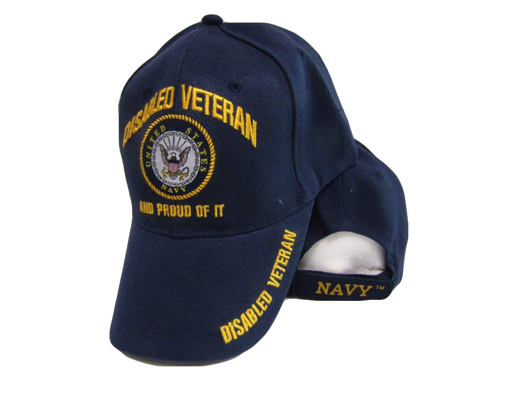 U.S. NAVY DISABLED VETERAN PROUDLY SERVED Military Ball Cap - BLUE