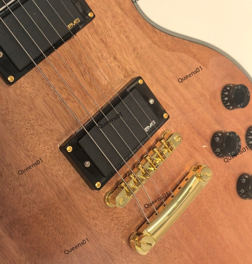 Factory Fretless  Electric Guitar Solid Body Mahogany Neck Gold Hardware Natural